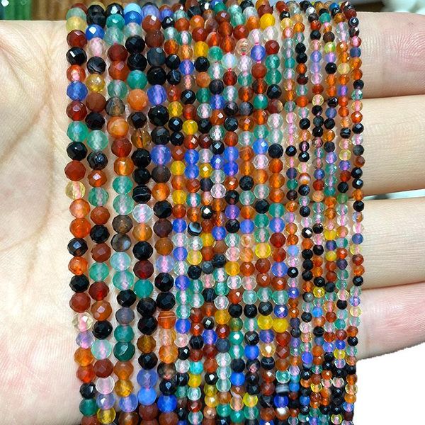 

other ywrole 100% natural colorful agates faceted round stone beads for jewelry making diy bracelet necklace earrings 2mm 3mm 4mm