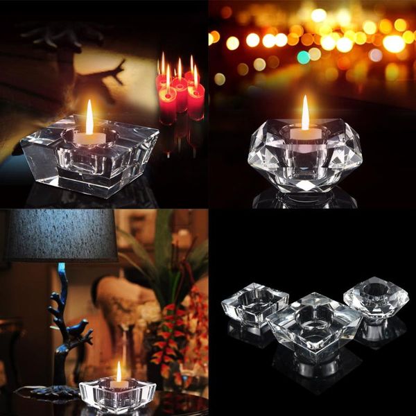 

clear crystal glass candle holder tea light stand candlestick wedding decor holders