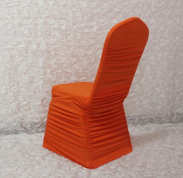 

chair covers 50pcs ruffled orange lycra spandex stretch for wedding banquet el party decoration