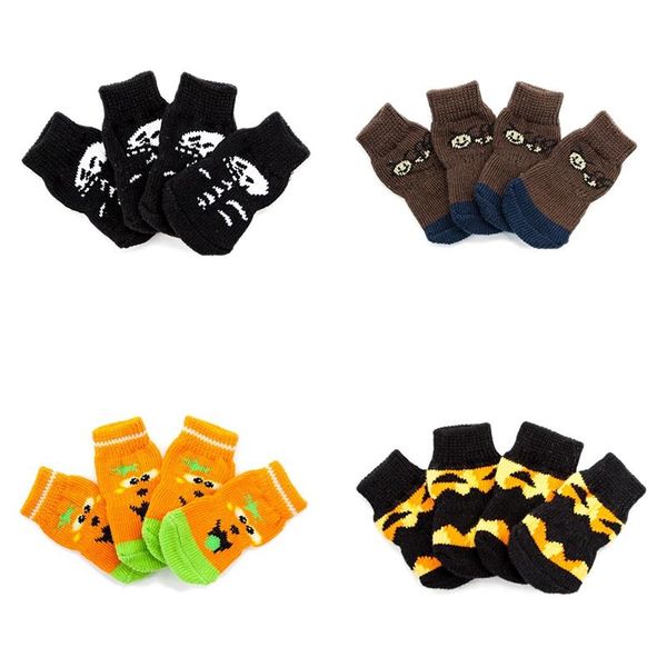 

dog apparel halloween pet pumpkin stocking anti-slip sole protectors costume dirty-proof feet cover festival party socks &