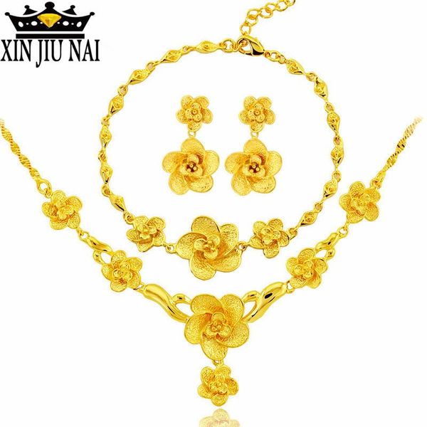 

arrival luxury personality retro classic flowers women's wedding celebration bracelet necklace earrings jewelry set bracelet, &, Black