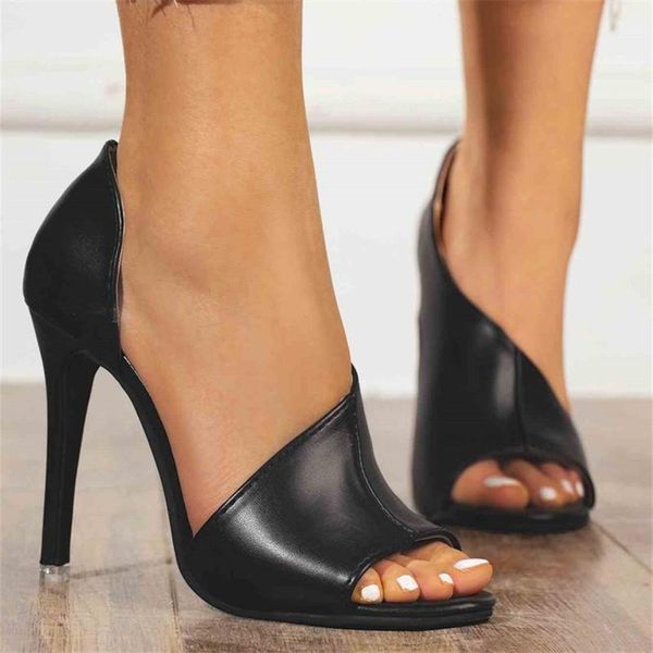 

36-41 charming women peep toe high heel shoes elegant nightclub party sandals snake pattern stripper dress pumps stilettos, Black