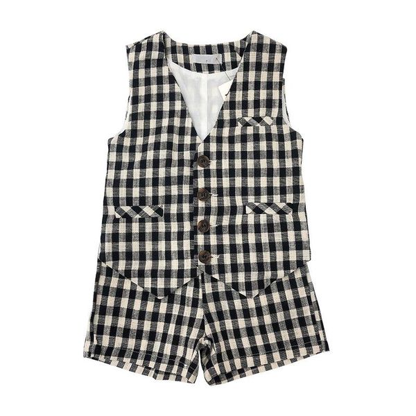 

boys plaid vest shorts 2ps clothing set kindergarten kid performance dress children chorus birthday gift pograph suit costume sets, White