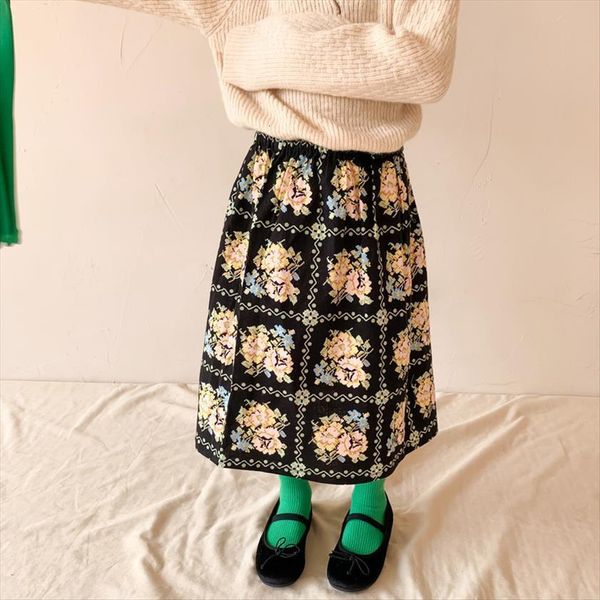 

summer kids clothes korean women skirt girl retro fashion flower, Blue