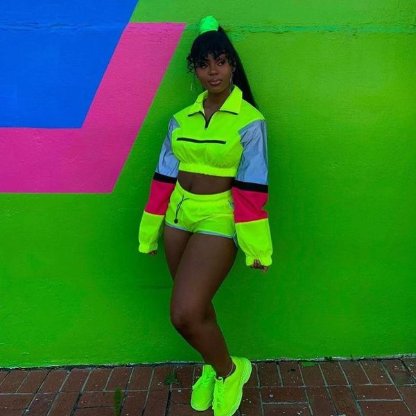 

women's tracksuits ursuper european and american reflective stitching leisure sports suit two piece set women, Gray