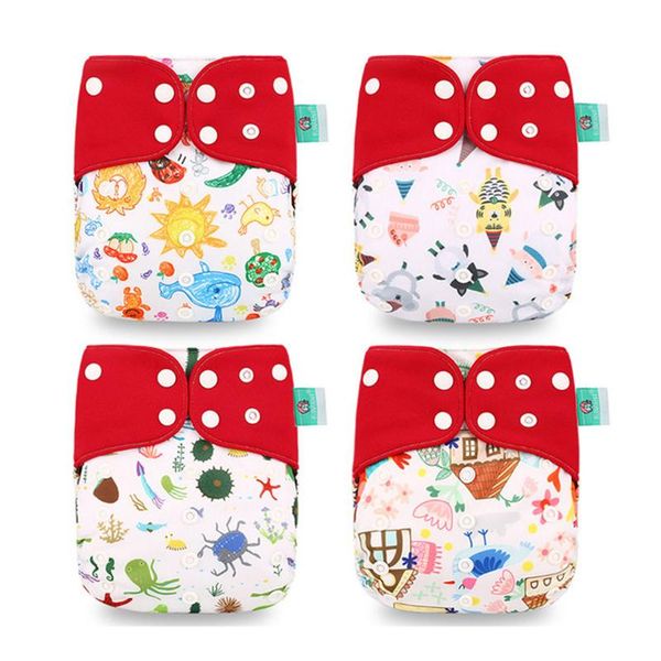 

cloth diapers 4pcs/lot baby boy cotton diaper potty training pants cartoon toddler reusable girls underwears kids panties braguitas