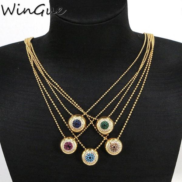 

pendant necklaces round cz crystal coin pendants for women charm gold color choker necklace jewelry gifts, Silver