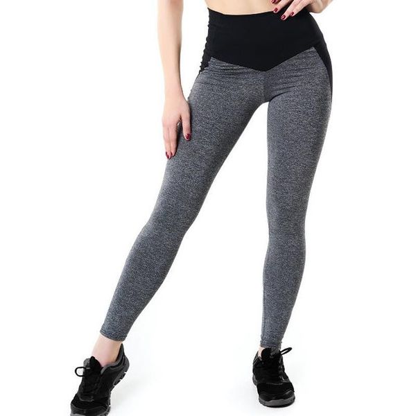 

women's leggings ladies fitness tig-ht high waist elastic push up color matching yo-ga sports pants, Black