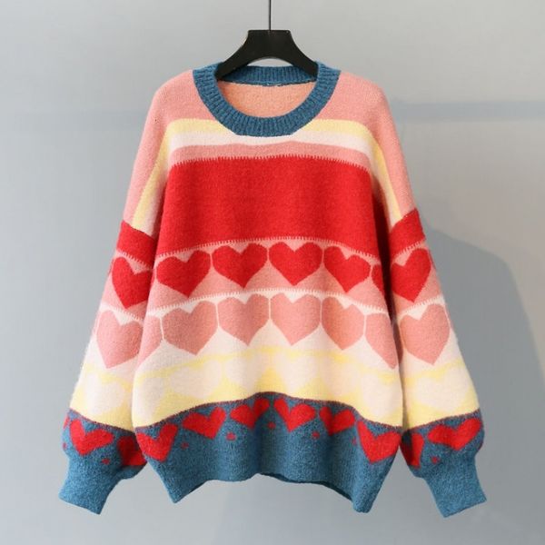 

women's sweaters saleqi women sweet winter mesh pullovers heart printed casual lantern jumpers suter kawaii oversized mujers t3vq, White;black
