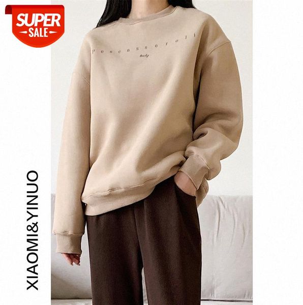 

[ou fan] 7622 women's sweater design niche loose korean style plus velvet thick #fm2g, Black;gray