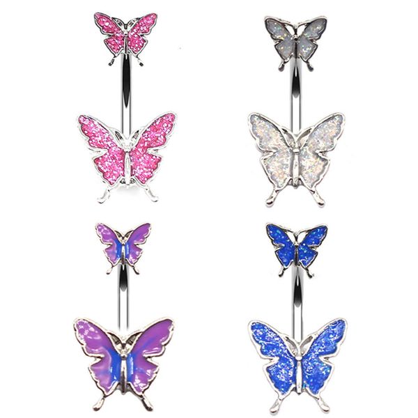

gaby butterfly navel ring creative nail glue dropping navel button belly dance human body puncture jewelry