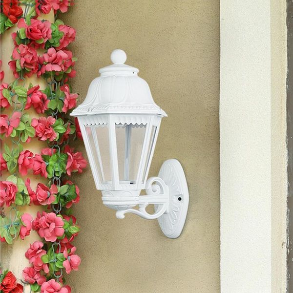 

creative hexagonal white wall lamp outdoor waterproof balcony villa courtyard gate lamps