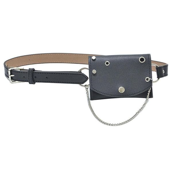 

wallets waist bag mini chain belt punk style fanny pack casual vintage club female hip messenger purse metal buckle skirts bags, Red;black