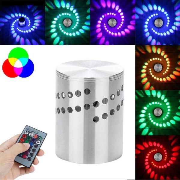 

downlights colorful rgb remote control led aluminum spiral hole wall lamp living room bedroom bedside bar ktv corridor lights fft