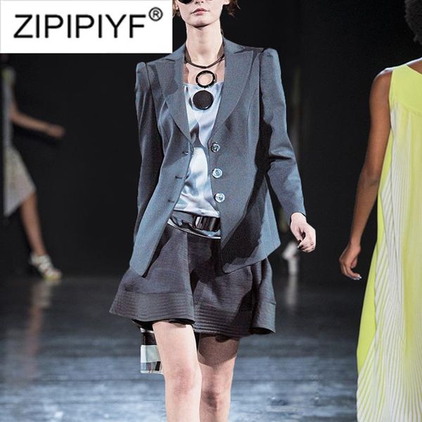 

women's tracksuits autumn women suits 2021 streetwear long sleeve blazer outerwear+fashion mini skirt set 2 piece vestidos h540, Gray
