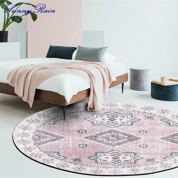

sunnyrain 1-piece printed fleece round area rug for bedroom children's carpets