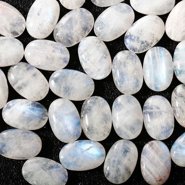 

7.8-8.6 ct oval cut natural moonstone 11x17mm loose stones with blue light wholesale decoration gemstone jewelry gift 5 pcs/set h1015, Black