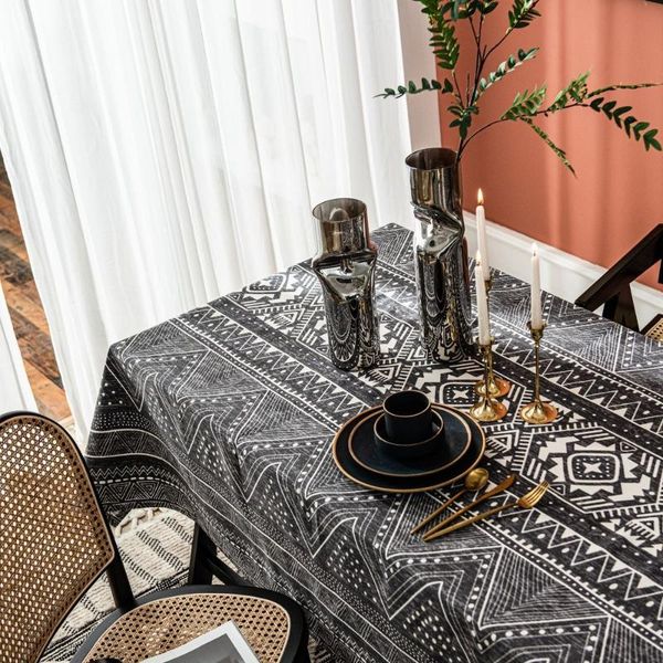 

table cloth rectangular geometric triangular printing grey cotton linen tablecloth tea tables cover cloths anti oil dust proof