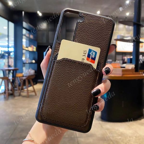 

Fashion Designer Phone Cases for iPhone 15 15pro 14 14pro 14plus 13 12 11 pro max Xs XR Xsmax Leather Card Pocket Luxury Cellphone Cover with Samsung S23 S22 ultra, Brown grid