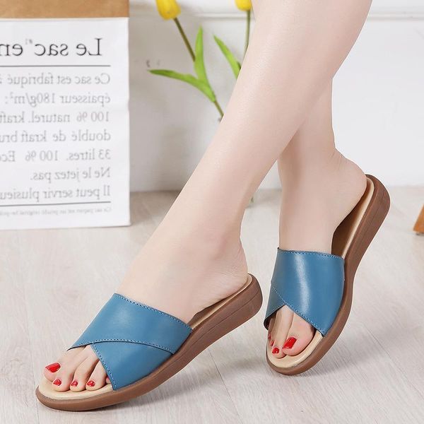 

slippers 2021 summer shoes for woman casual flat bottom women's plus size beach high quality, Black