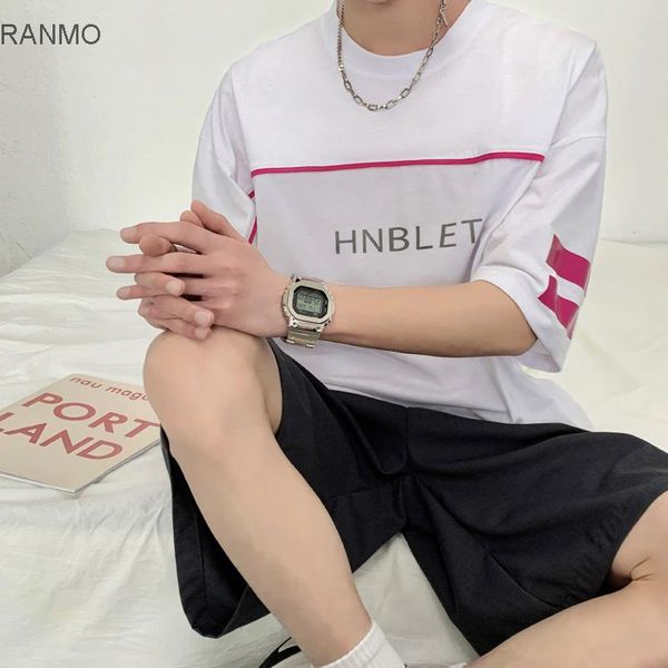 

women's t-shirt ins boys' short sleeve fashion brand korean loose trend student handsome versatile summer 5-sleeve body, White