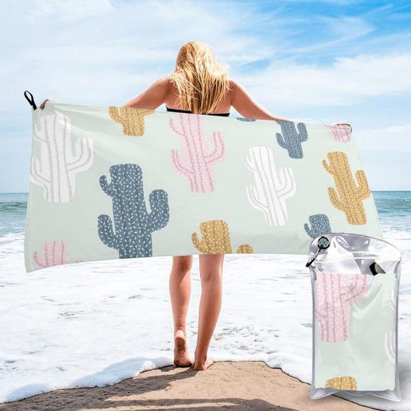 

towel ultralight compact quick drying cactuses pattern microfiber camping hiking hand face outdoor travel kits