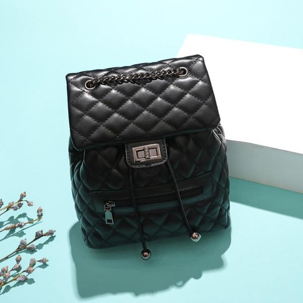 

outdoor bags dalfr black backpack fashion classic diamond lattice travel bag simple design casual wild designer backpacks