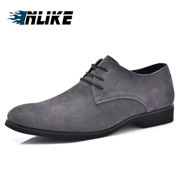 

dress shoes inlike genunie suede leather men formal breathable male oxfords casual business wedding, Black