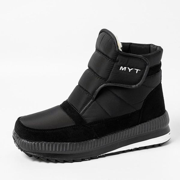 

boots winter warm women's lightweight thick waterproof non-slip high-snow for women plus size ankle chunky, Black