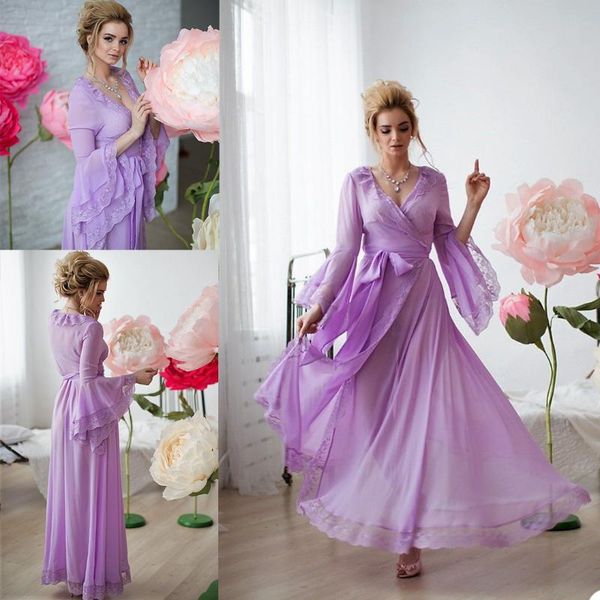 

wraps & jackets fashion purple bridal bathrobe lace tiered ruffles long sleeve lingerie nightgown pajamas sleepwear women robes nightwear, White