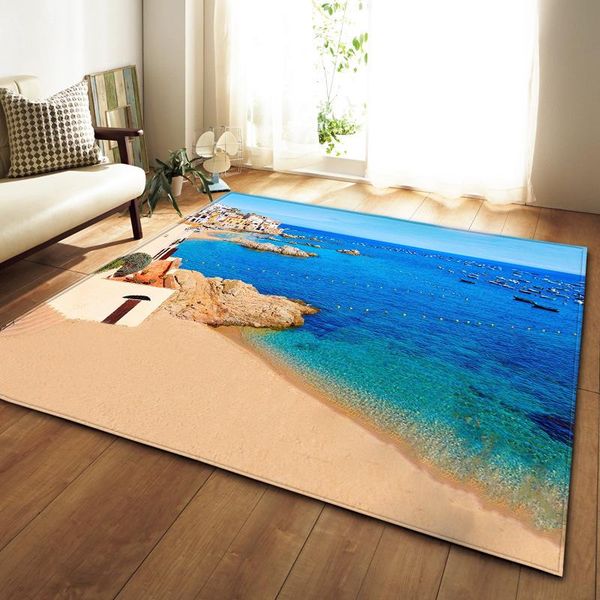 

carpets 3d beach landscape carpet living room and bedroom soft home decoration parlor area rugs seaside kids play large mat custom
