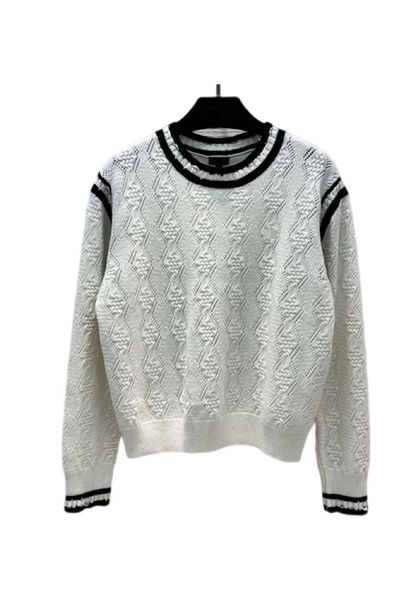 

milan runway sweaters 2022 spring long sleeves o neck women's sweater high end jacquard pullovers designer sweater 1206-9, White;black