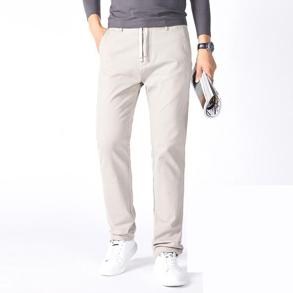 

men's pants borwon 2021 autumn weinter casual men cotton comfortable heavyweight keep warm trousers mid loose straight, Black