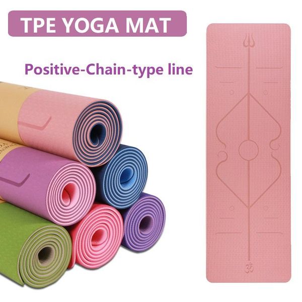 

yoga mats tpe two-color mat sport fitness gymnastics position line suitable for beginners non-slip and tasteless 183*61*6mm