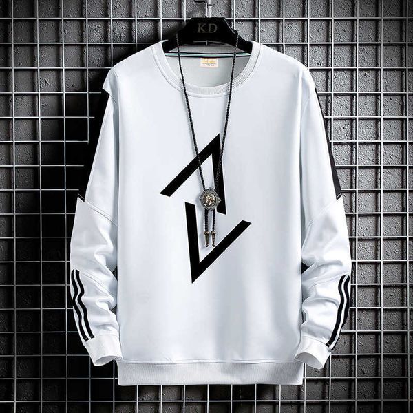 

t-shirt long sleeve men's spring and autumn round neck pullover casual korean youth trend handsome sweater t, White;black