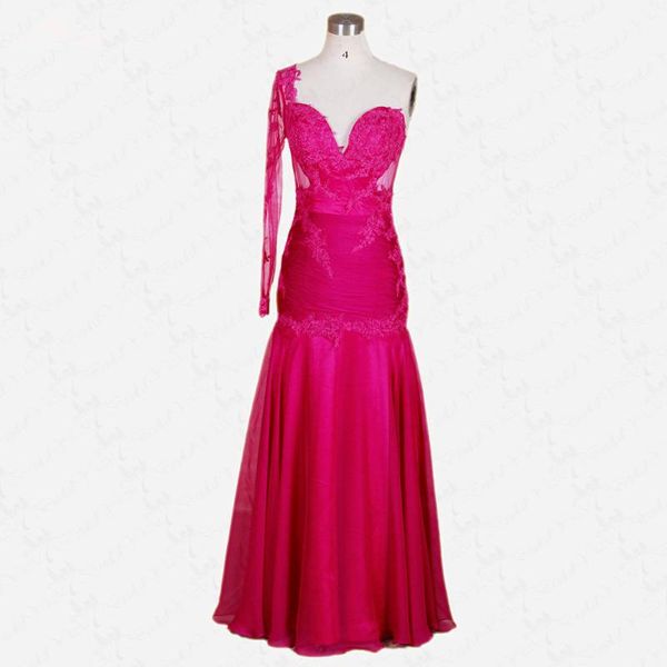 

party dresses rse234 one shoulder long sleeves sheer fuschia vestido de festa longo, White;black