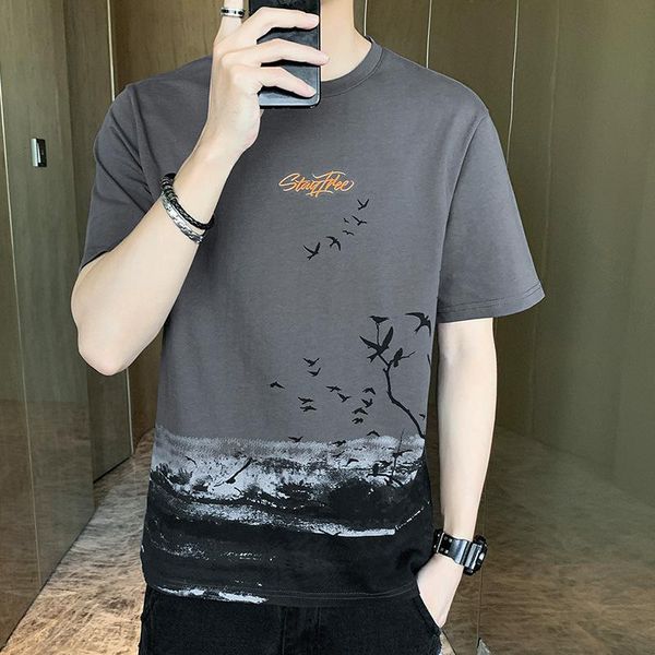 

men's t-shirts short sleeve t-shirt summer korean loose ice clothes fashion brand half, White;black