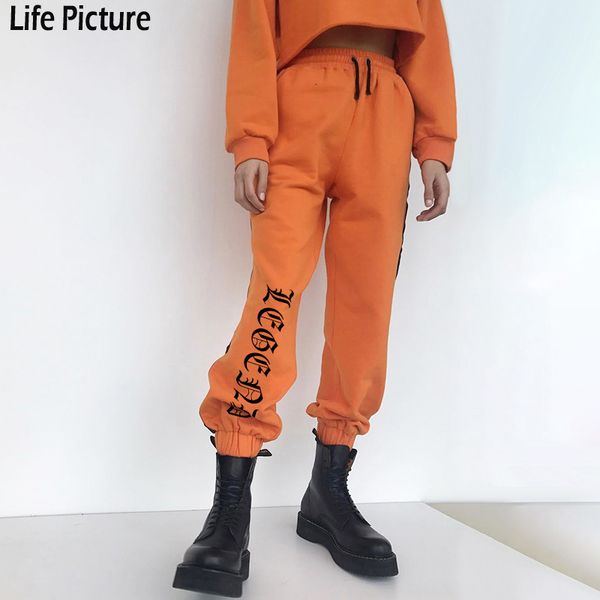 

rapwriter fashion striped drawstring elastic high waist print harem pants women autumn loose jogger trousers pantalon femme 200930, Black;white