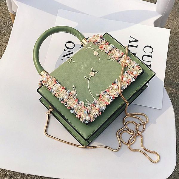 

evening bags vintage flower tip towels women's handbags 2021 fashion gold chain handbag coupling purse