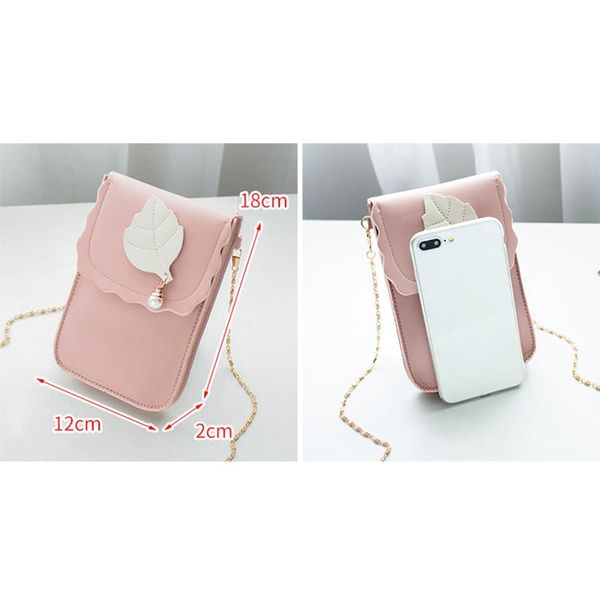 

women crossbody bags female small leaves beads messenger pu leather shoulder bag c66