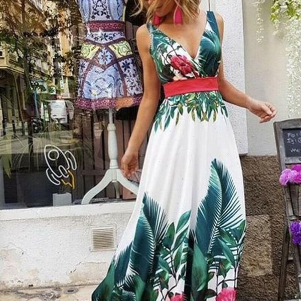 

fashion long bridesmaid boho women dresses floral elegant deep v neck summer holiday prom sundress, Black;gray