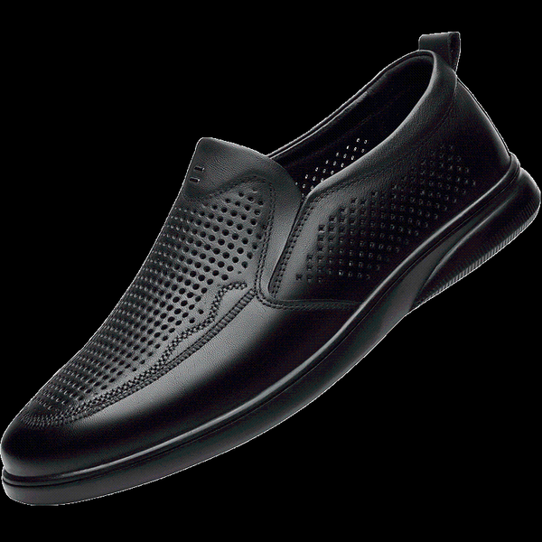 

dress shoes 2021 dad quality genuine leather summer cutout soft casual size 38-44 brown man loafers, Black