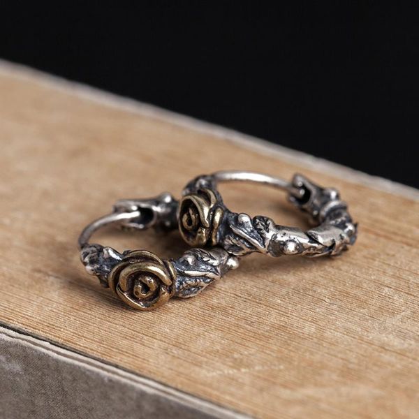 

hoop & huggie women's jewelry all-match alternative style s925 unique original design rose thorn earrings wholesale 3176, Golden;silver