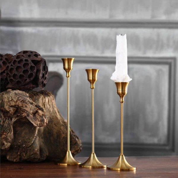

european style metal candle holder simple golden home decor candlestick wedding decoration bar party living room candles