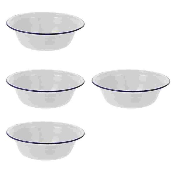 

bowls 4pcs household enamel retro soup holders basins practical tableware