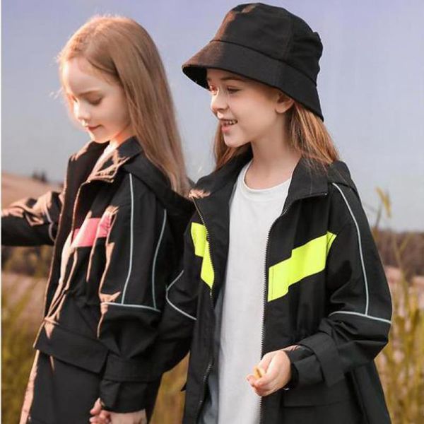 

jackets autumn winter hooded coats for girls fashion sport style outdoor casual kids zipper windproof thermal outerwear, Blue;gray