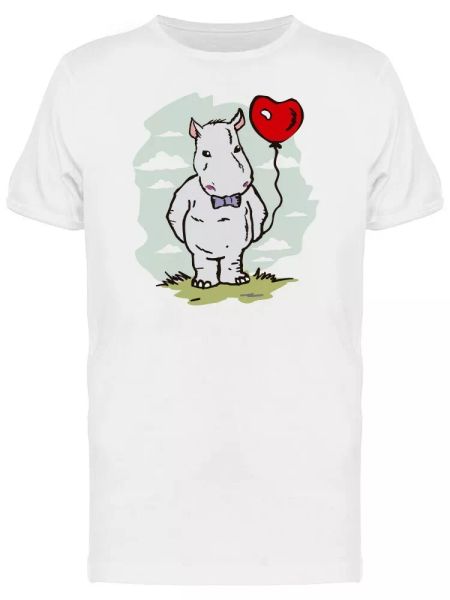 

small hipo with balloon men's tee -image by shutterstock, White;black
