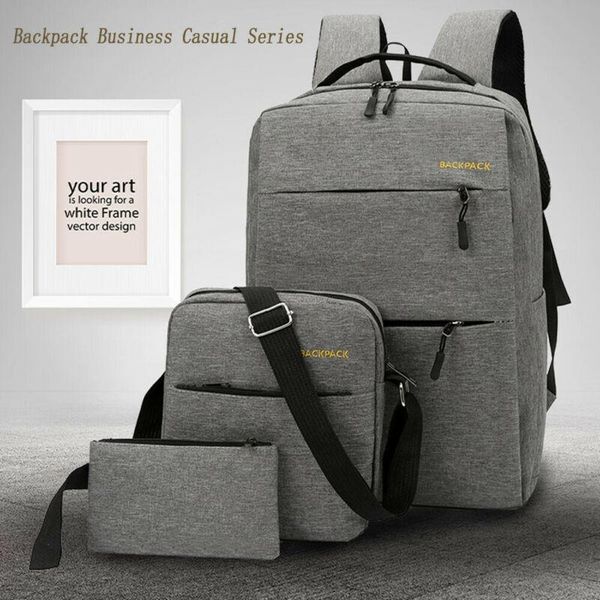 

backpack 3pcs/set women men casual anti theft usb port water repellent charging travel lapschool bag large capacity 2021