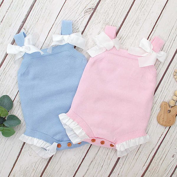 

girls bowknot autumn infant romper newborn baby girl clothes knitting lace rompers black friday g1sk, Blue