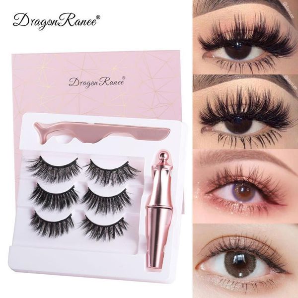 

three pairs of 3d magnetic eyeliner female false eyelashes set magnet accessories makeup tools